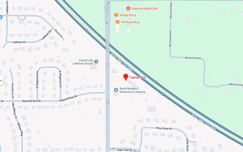 Map showing Tipping Point's Canfield, OH Office Location